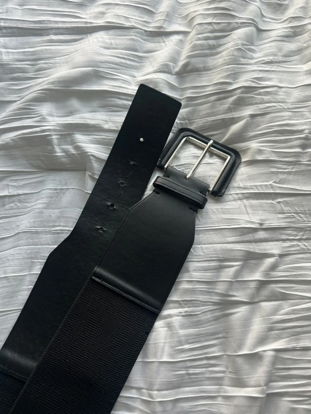 Nine West elastic M L Black Wide Women's Belt with Square Buckle - Picture 5 of 10